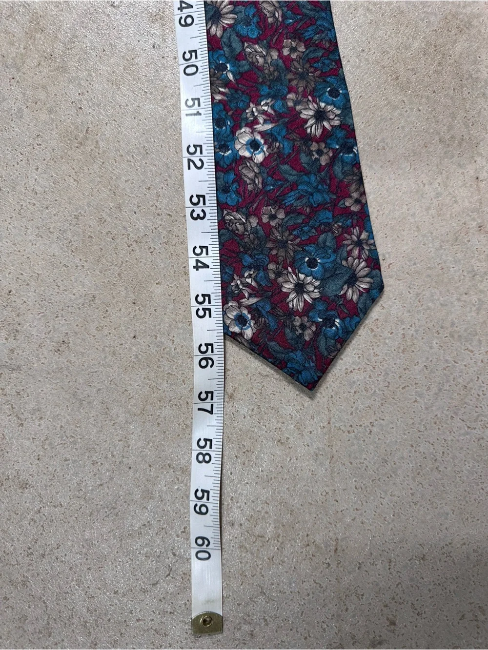 Salvatori 100% Silk Floral Necktie Blue Burgundy Tan Men’s Classic Wide Tie